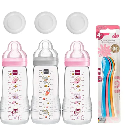 MAM Bottiglie Baby Easy Active Baby Bottle Set Girl//3 X Baby Bottle 330 ML//con aspirapolvere GR. 2