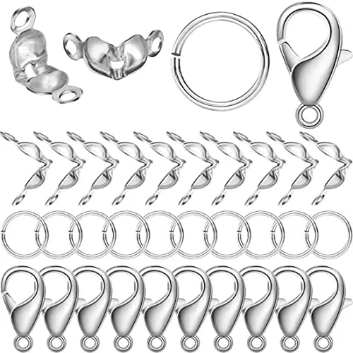 XPEX 450 Pezzi Kit Fermagli per Gioielli, Chiusure per Braccialetti, Ganci per Braccialetti Ganci Chiusure Moschettone con Anellini Aperti, Portachiavi Clip Ganci per Collane Bigiotteria Fai da Te