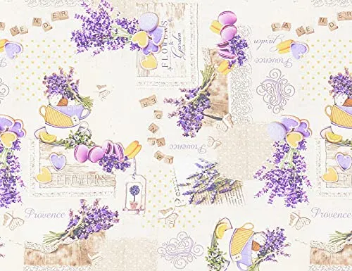 Bistrot Tovaglia Rettangolare in Tessuto idrorepellente Lavabile Antimacchia (Lavender, 140x240cm)