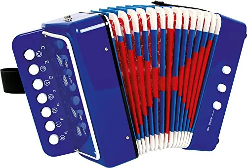 3318 Fisarmonica "Blu" small foot, promuove la sensazione del ritmo e della musica, strumento musicale con cinghia, a partire da 3 anni di età