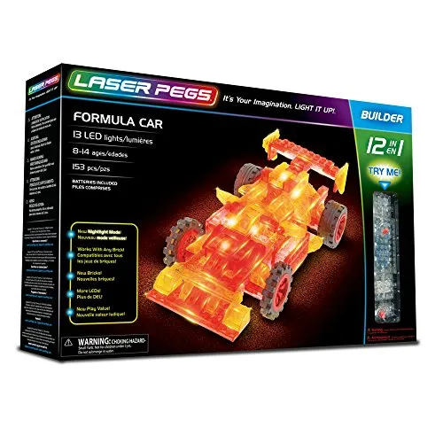 Laser Pegs- Set Costruzioni Luminose 12 in 1-Formula Car, 12011
