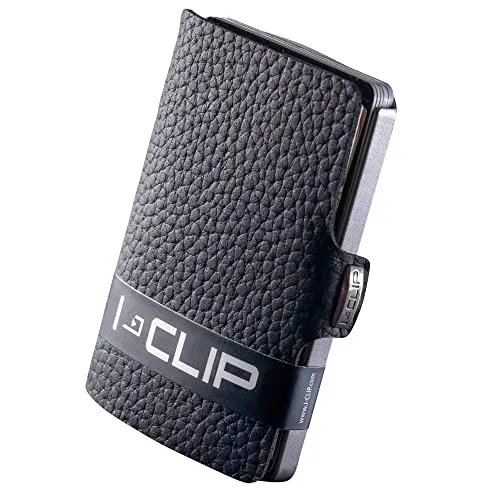 I-CLIP ® Original | Portafoglio Uomo Donna in Pelle | Mini Porta Carte di Credito | Portatessere Tascabile Piccolo Slim | Idea Regalo Uomo | Wallet Originale da Collezione | Pure Nero