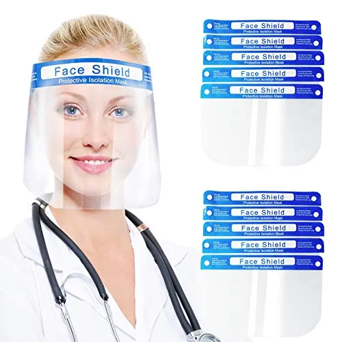 Visiera, Mascherina Trasparente X10 Pz Face Shield Maschera Di Protezione Antiappannamento Naso Bocca Per Persone Con Occhiali CERTIFICATE