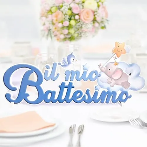 Centrotavola battesimo bimbo bambino 3D, Elefantino con stellina. Decorazione Battesimo bambino, Misura 50cm