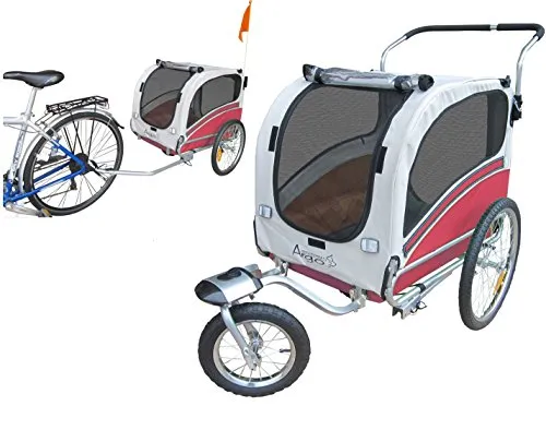 Polironeshop Argo - Rimorchio e carrello per bicicletta, per il trasporto di cani, rosso, S