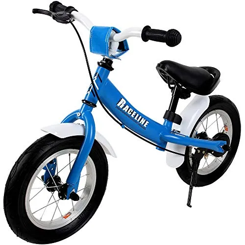 Spielwerk Bicicletta Corsa per Bambini 2-5 anni Altezza Regolabile Bici 12 Pollici Sella Gomma Blu