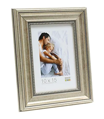 Deknudt Frames, Cornice portafoto con Rete in Resina, Legno, Argento, 40 x 60 cm