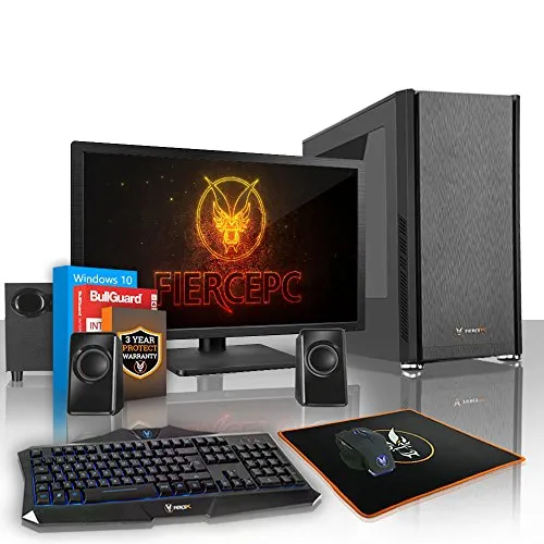 Fierce Phoenix Gaming PC - Veloce 4.0GHz Quad-Core AMD Ryzen 3 2300X, 960GB SSD, 8GB, NVIDIA GeForce GTX 1050 Ti 4GB, Win 10, tastiera (Italian), Mouse, 24 pollici Monitor, Altoparlanti 520620