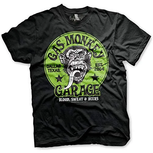 Gas Monkey Garage Officially Licensed - Logo Verde T-Shirt Maglia Maglietta GMG (Medium)