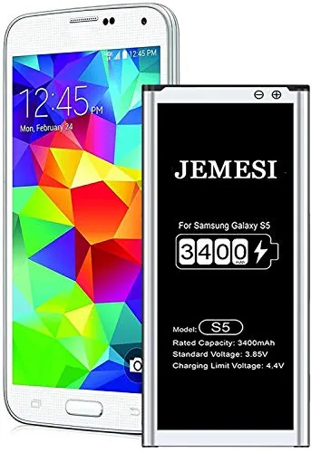 JEMESI Batteria per Samsung Galaxy S5, 3400mAh ad Alta Capacità Li-ion Batteria Interna di Ricambio Corrisponde al EB-BG900BBE EB-BG900 Originale（12 Mesi di Garanzia)