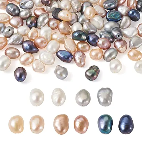 Beadthoven - 100 perle d'acqua dolce coltivate naturali in 5 stili di riso tinto barocco perle d'acqua dolce per la creazione di gioielli artigianali, foro: 0,5 ~ 0,7 mm