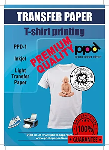 PPD A4 40 Fogli Di Carta Trasferibile Termoadesiva Per Stampanti A Getto D'Inchiostro Inkjet - T-Shirt E Tessuti Di Colore Chiaro - PPD-1-40