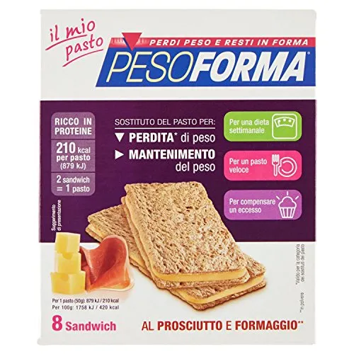 Pesoforma Sandwich Prosciutto e Formaggio Confezione da 8 Sandwich