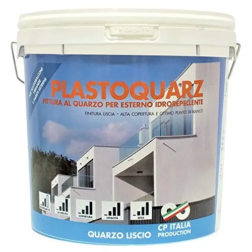 Salone Negozio Online Vernice Pittura Lavabile al Quarzo Liscio ACRILICA per Esterni da LT.14 Bianco