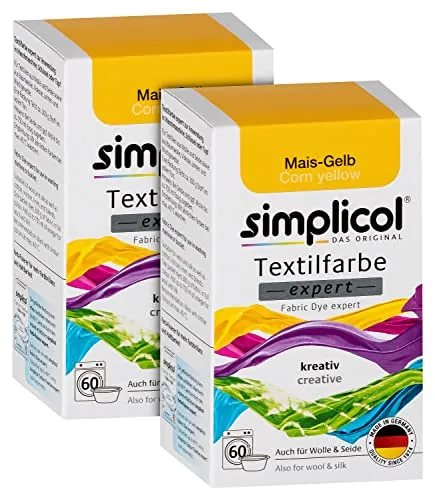 simplicol Expert Tintura Tessuti Lavatrice o Colorazione Manuale: Tingi, Colora e Ripristina Tessuti e Vestiti - Giallo