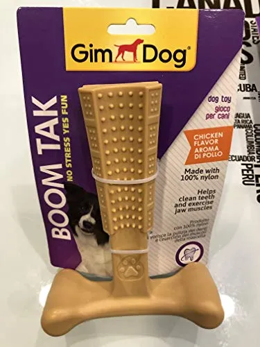 GimDog Boom Tak T-Bone all'aroma di Pollo Gioco per Cani per favorire la masticazione (S 10,1cm)