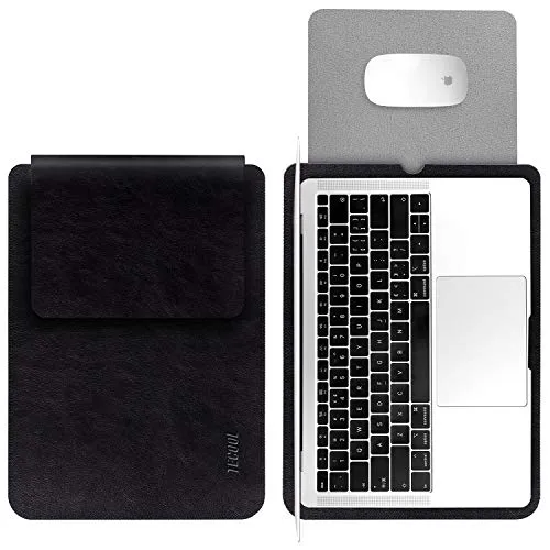 TECOOL 15 Pollici Custodia per PC Portatili, Laptop Sleeve Borsa Custodia in Pelle per 2019-2021 2023 MacBook PRO 16 M2 A2780/M1 A2485/A2141, MacBook PRO 15, MateBook D15, 15" Surface Laptop-Nero