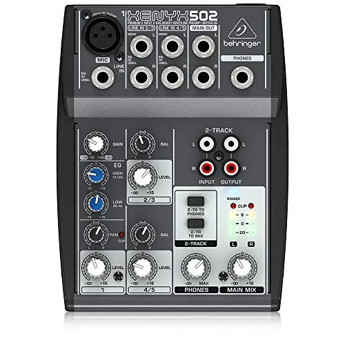 Behringer XENYX 502 Mixer premium a 5 ingressi e 2 bus con preamplificatore microfonico EQ britannico