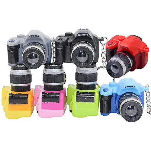 Fotocamera Giocattolo Portachiavi,7 Colori Mini Torcia con Portachiavi LED per Luce e Scatto,Divertente Portachiavi Ornamento (5 mm)