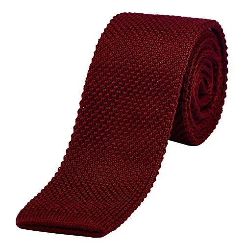 DonDon Cravatta Uomo fatta a maglia 5 cm rosso scuro