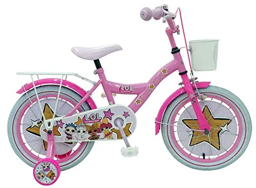 Bici Bicicletta Bambina LOL Surprise 16 Pollici Freno Anteriore al Manubrio e Posteriore Contropedale Cestino Rosa 85% Assemblata