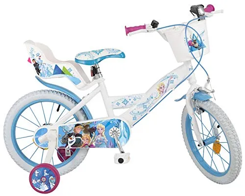 Pik&Roll Frozen Bicicletta 16 Pollici Unisex Bambino, Bianco/Blu
