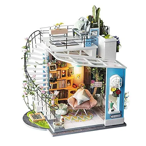 1yess Dollhouse Kit 27 * 23 * 22cm con Miniature Regalo Mobili Decor Collection Doras Loft di Casa delle Bambole Regali for Le Donne e Le Ragazze (Colore: Multi-Color, Formato: Un Formato)