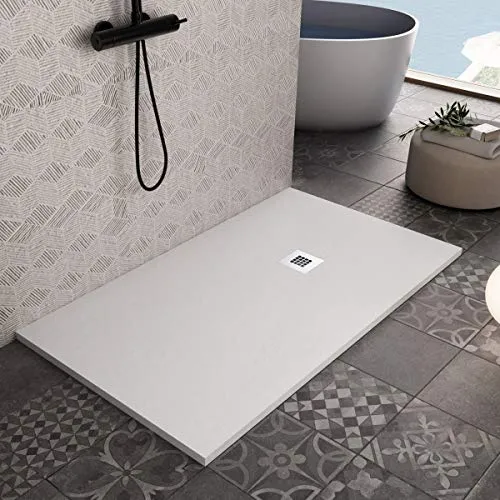 OLIMPO DOCCE - Piatto doccia in marmoresina Bianco effetto pietra cemento PLUS - 90x140