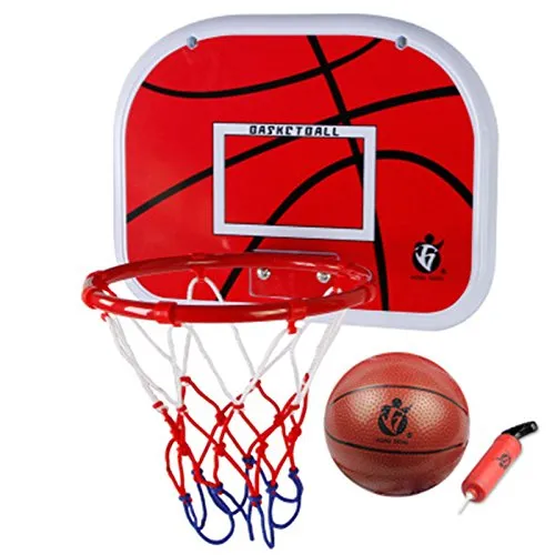 VicPow - Set da interno per il gioco del basket per bambini, con mini canestro appendibile, palla e pompa ad aria