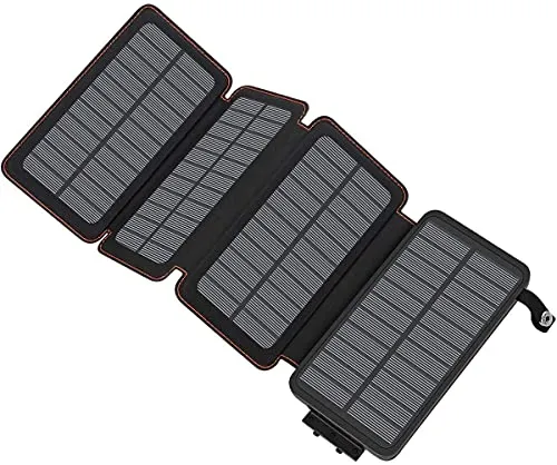 A ADDTOP Caricabatterie Solare 25000mAh, Power Bank Impermeabile con 2 Porte USB Batteria Esterna Portabile Luci LED per Smartphones Tablets e Altri