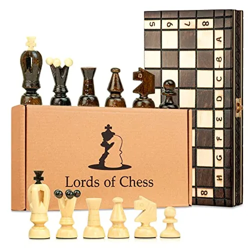 Scacchiera in Legno e Dama Gioco 31 x 31 cm - 2 in 1 Scacchi Professionale, Chess Board Scacchiere Set Portatile Gioco da Viaggio per Adulti Bambini