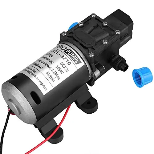 Pompa acqua autoadescante a membrana 12V da 100W 8L / Min Pompa acqua ad alta pressione 160Psi Valvola intelligente con pressostato per lavatrice auto Energia solare Acqua