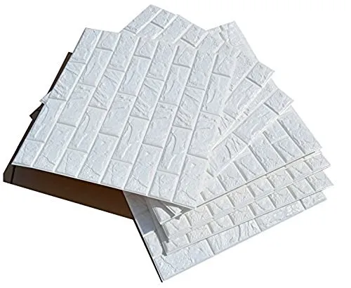 10 PCS 3D bianchi adesivi di muro di mattoni di imitazione,Decorazione Natalizia DIY carta da parati decorativa autoadesiva impermeabile 60x60cm