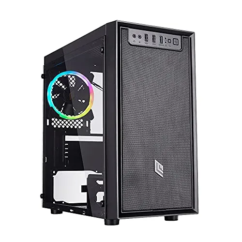 Noua Fobia L4 Nero Case Micro-ATX m-ATX per PC Gaming Mini Tower 0.50MM SPCC Ventola RGB Addressable 5V 3Pin 3*USB3.0/2.0 Front Mesh & Pannello Laterale in Vetro Temperato (AxPxL: 380x372x185 mm)