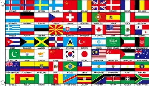 AZ FLAG Bandiera 70 Paesi del Mondo 150x90cm - Bandiera 70 Stati del Mondo 90 x 150 cm