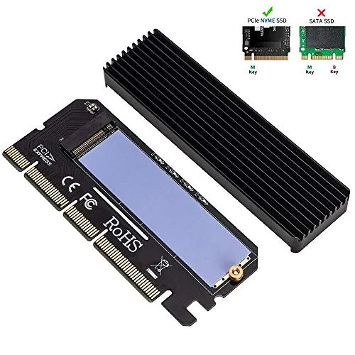 QNINE Adattatore NVME PCIe x16 con dissipatore, chiave disco rigido M.2 da M a scheda di espansione PCI Express, supporto slot PCIe x4 x8 x16, supporto 2230 2242 2260 2280