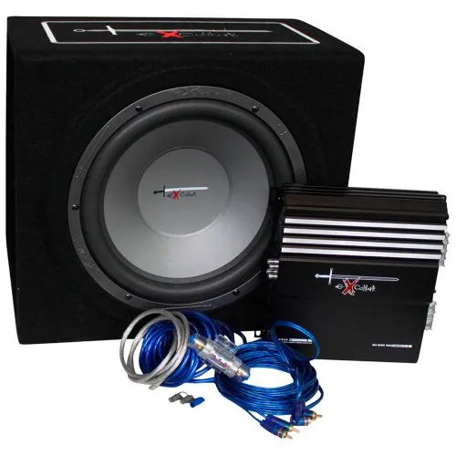 Autostyle Excalibur X.3 Extreme, 30,5 cm Reflex Bass Scatola, Pacchetto Che Contiene Kit Amplificatore 1000 W con Cavo e subwoofer