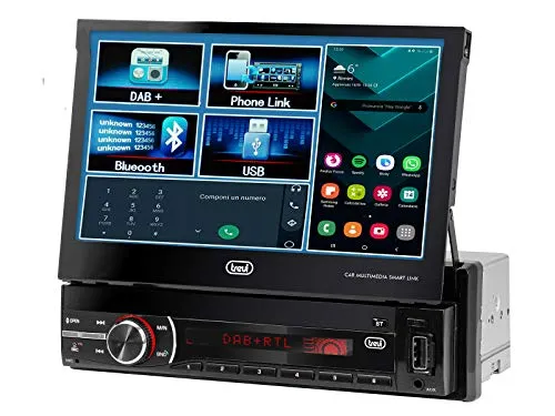 Trevi - Sistema Car Video con Monitor Touch da 7”, sintonizzatore DAB/DAB+/FM RDS con 18 memorie e e ingressi USB, SD e AUX IN.