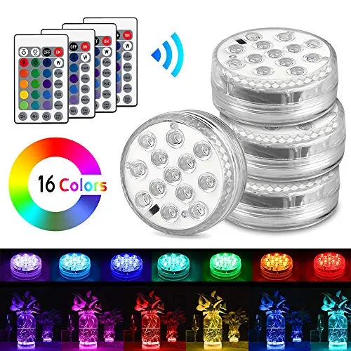 Aodoor Sommergibile Luce LED, Luci Subacquee con Telecomando luci galleggianti Illuminazione Perla Cerimonia Nuziale, Partito, Piscina, Fish Tank Decorazione