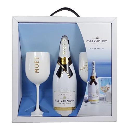 Moet et Chandon Set di regali di condivisione imperiale con 2 bicchieri - idee regalo per compleanni, matrimoni, anniversari e corporate