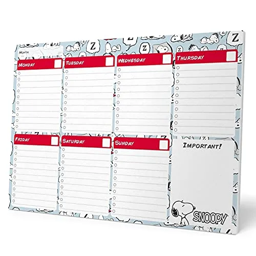 Grupo Erik Snoopy Planning da Tavolo con Calendario Perpetuo e Planner Settimanale a Strappo