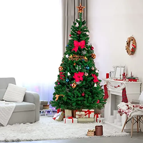 Albero di Natale artificiale 180 cm, albero di Natale con 800 rami in PVC, base in metallo, materiale ignifugo, montaggio facile, effetto realistico e vivido per decorazioni natalizie