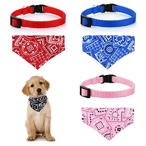 Molain 4 pezzi Collari per gatti con papillon rimovibile Bandana Collari per animali Bandana per cani Bandana per gatti Bandana regolabile per gatti Cani (rosso, blu, nero, rosa)