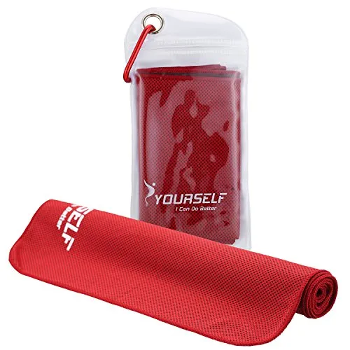 Syourself . Asciugamano Traspirante, per Sollievo immediato. Asciugamani rinfrescanti per Fitness e Yoga -100 cm x 30 cm. da Usare Come Raffreddamento per Collo, Calcio e Sport all’Aria Aperta(Rosso)