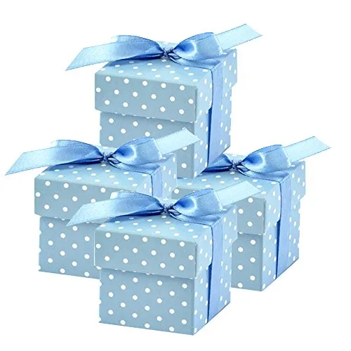 50 scatole regalo (Bleu) per matrimonio, battesimo, nascita