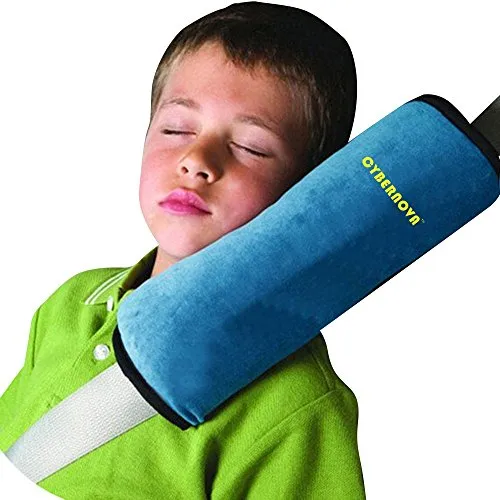 CYBERNOVA arresto per cintura auto, ideale come cuscino supporto per la testa,sicurezza in auto per bambini cuscino spalla cuscino cintura(blu)