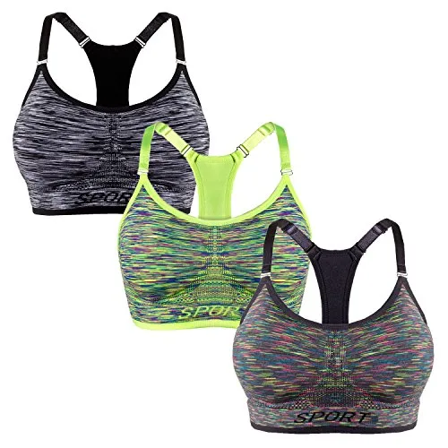 Libella Set a 3 Pezzi Donne Reggisegno Push Up Bustier Sostegno Forte Imbottito Senza Cinturino Fitness Top di Sport 3714 BL+MGR+MG S/M