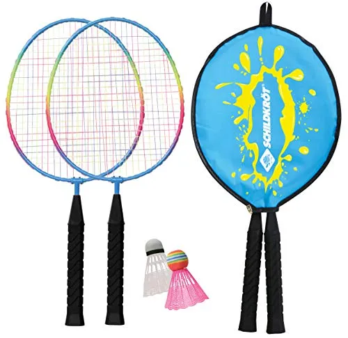 Schildkröt Funsports, Schildkröt Junior Badminton Set, 2 Racchette accorciate 45,5 cm, 2 volani, in Una Copertura 3/4, 970901 Unisex-Adulto, Multicolore, S