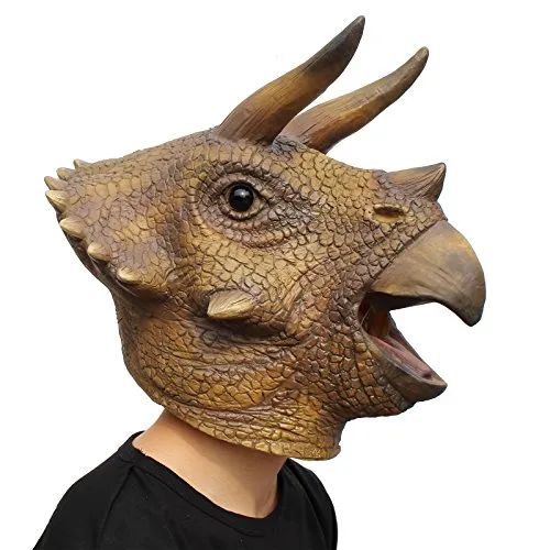 PartyCostume Festa in Costume di Halloween Maschera in Lattice a Testa di Animale Dinosauro Dino Triceratops