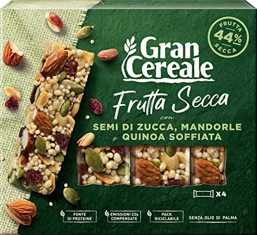 Gran Cereale Barrette con Frutta Secca Semi di Zucca e Quinoa Soffiata, 120g